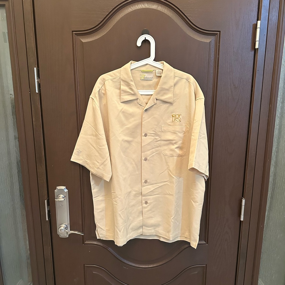 Cubavera Men's Short Sleeve Button Up Shirt Beige XL Rayon Resort